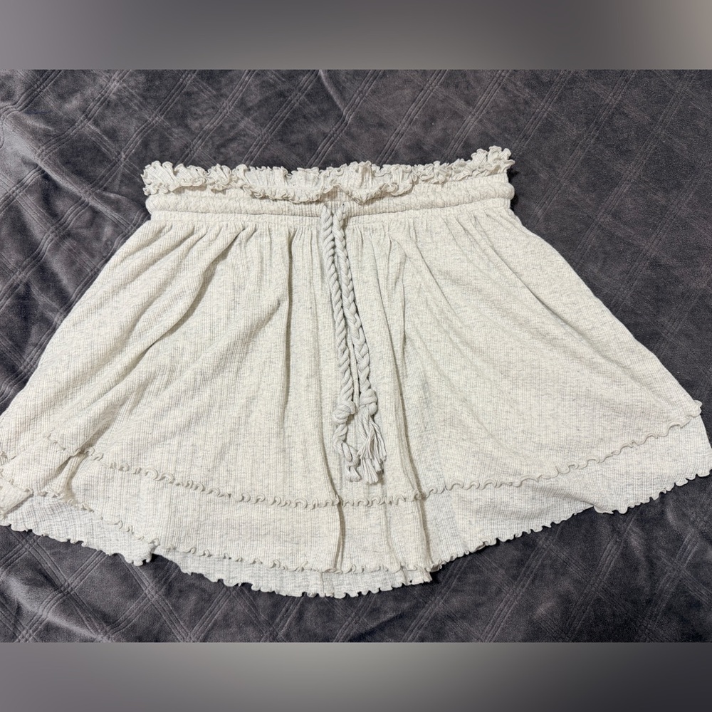 Free People Beach Smocked Ruffle Hem Layered Mini Circle Fit Flare Skirt Size S